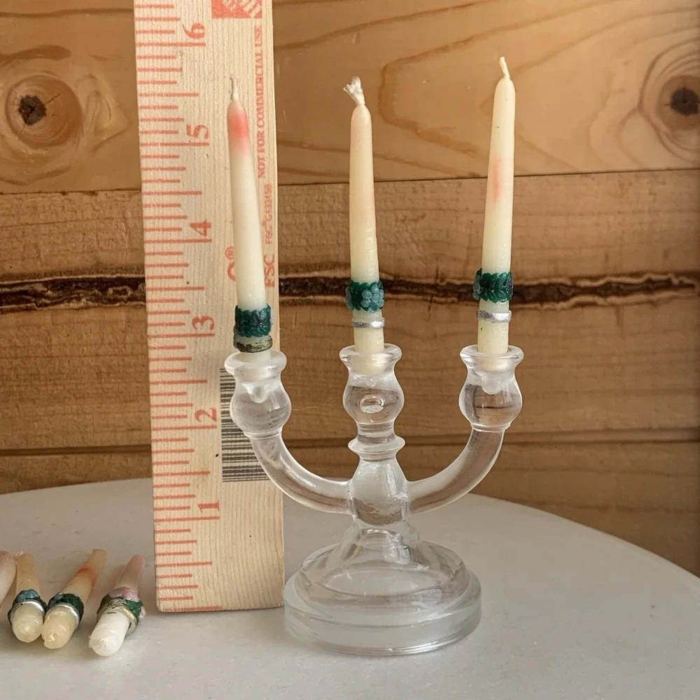 Dollhouse‎ Miniature Victorian Candelabra And 12 Real Wax Candles Flaws 5.5